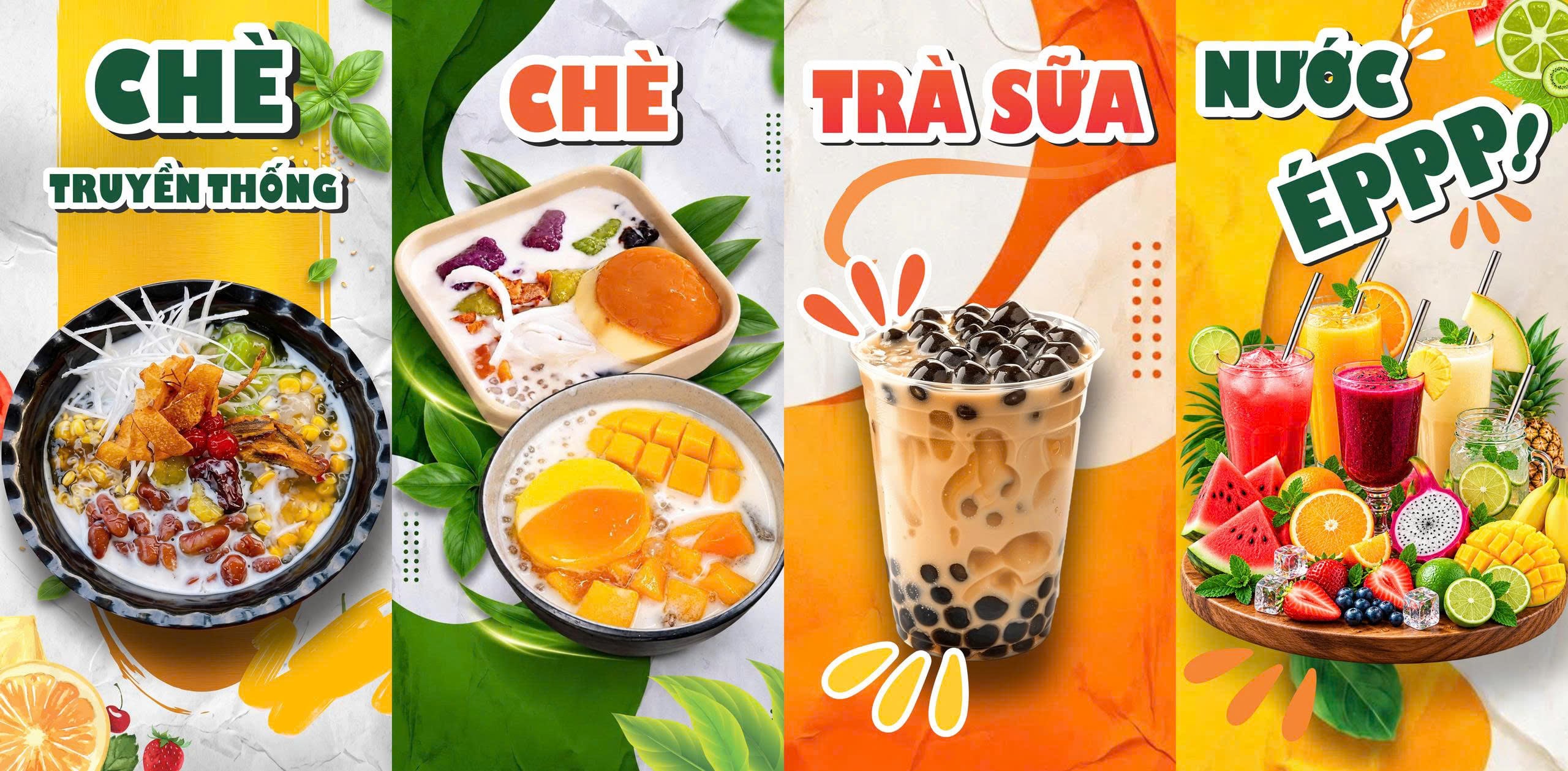 Bộ Tứ Chè Thanh Mát: Chè Xoài, Trà Sữa, Chè Truyền Thống, Nước Ép