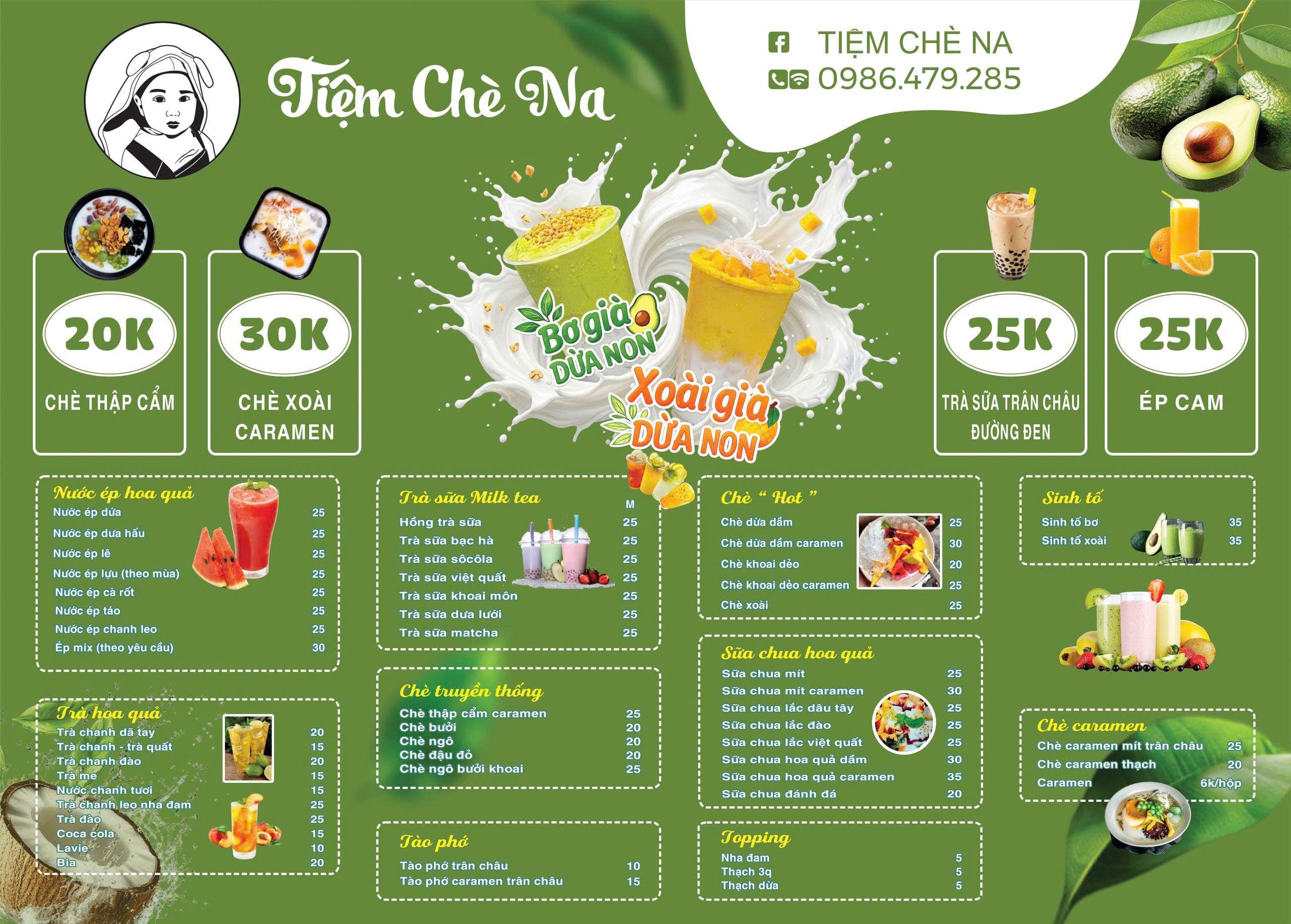 Menu Chè & Đồ Uống Tiệm Chè Na